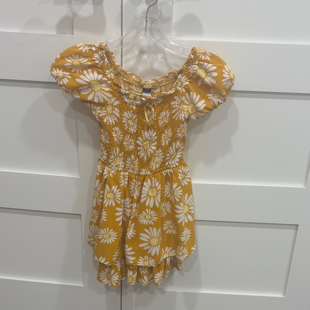 Old Navy Mustard Yellow Daisy Smocked Romper